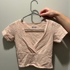 J. Galt Pink Wrap Crop Top